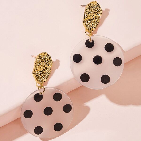 

Textured Decor Polka Dot Round Drop Earrings 1pair, Multicolor