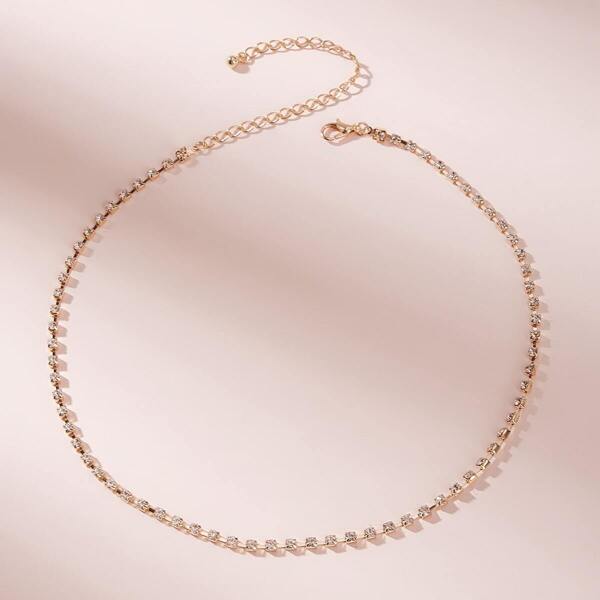 

Rhinestone Decor Necklace 1pc, Gold