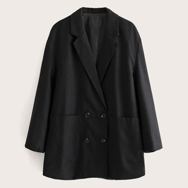 

Dual Pocket Double Breasted Lapel Blazer