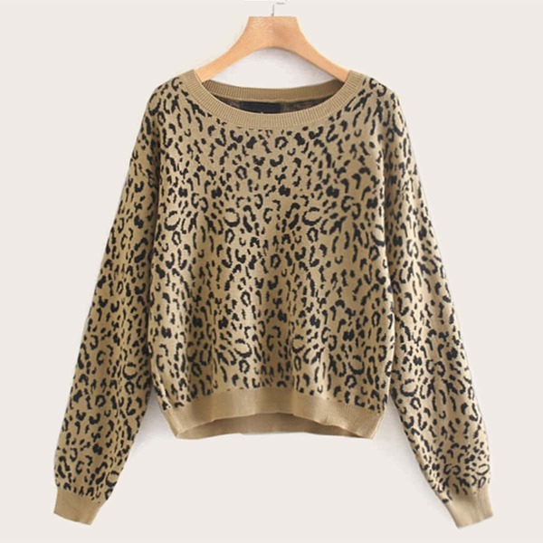 

Leopard Print Drop Shoulder Sweater