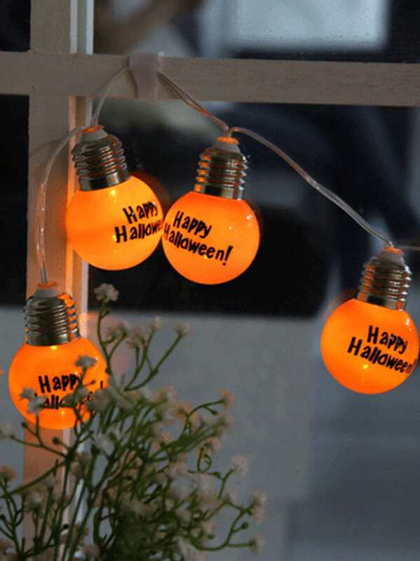 

10pcs Bulb Halloween Decorative String Light, Orange