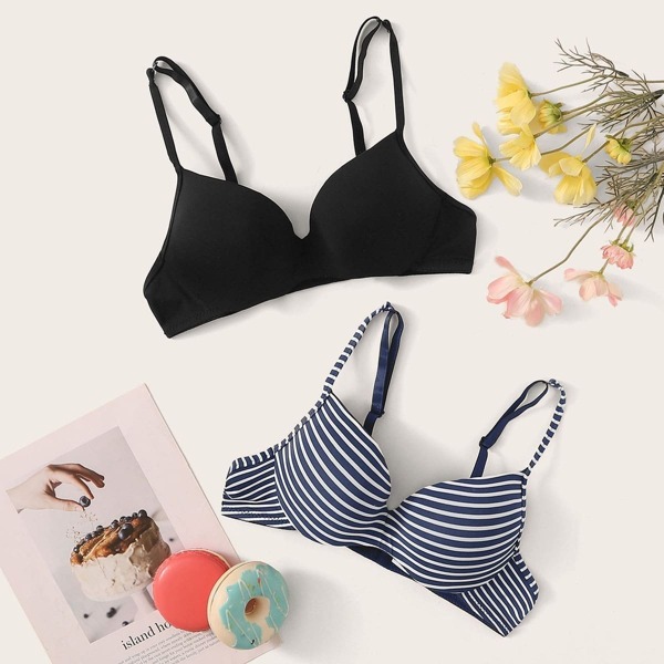 

Adjustable Strap Underwire Bra Set 2pack
