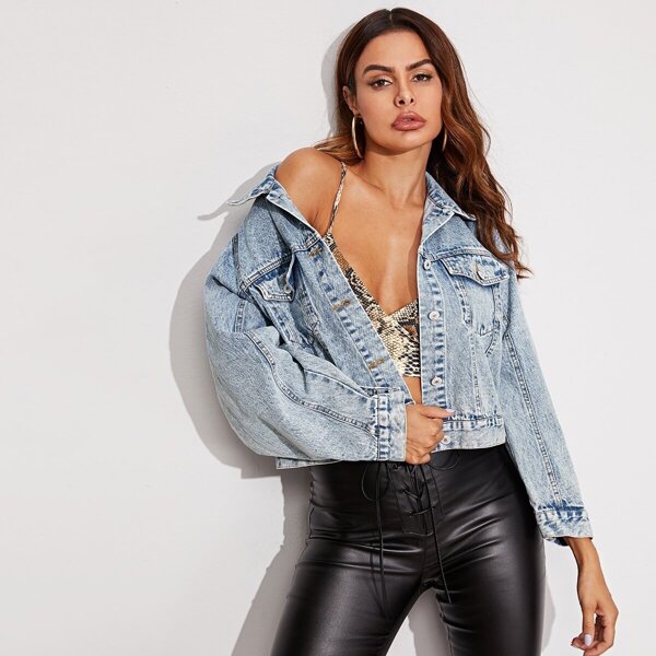 

Washed Pocket Denim Jacket, Blue