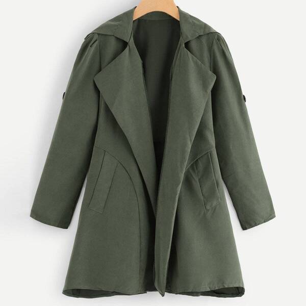 

Plus Solid Lapel Neck Coat, Army green
