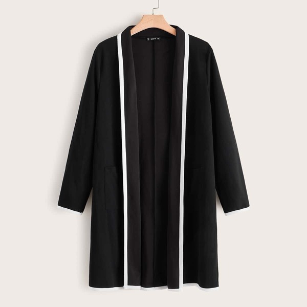 

Plus Contrast Piping Coat, Black