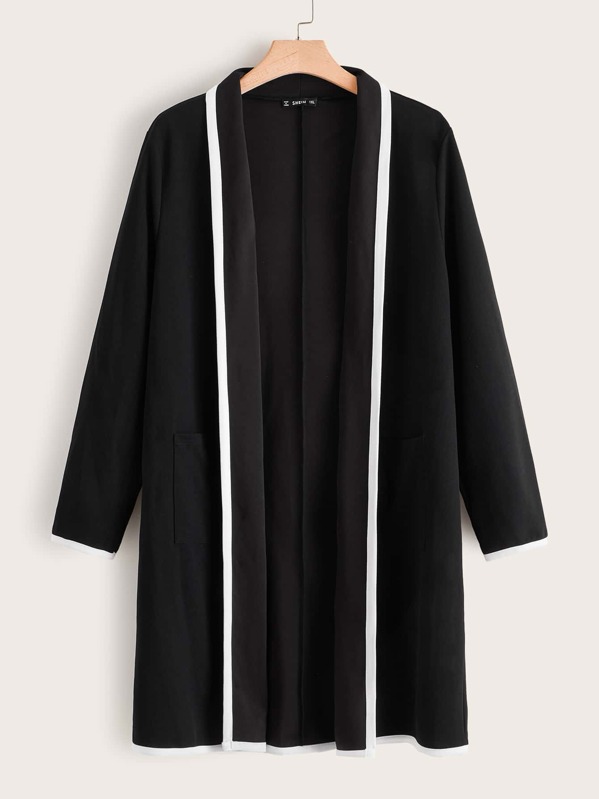 

Plus Contrast Piping Coat, Black