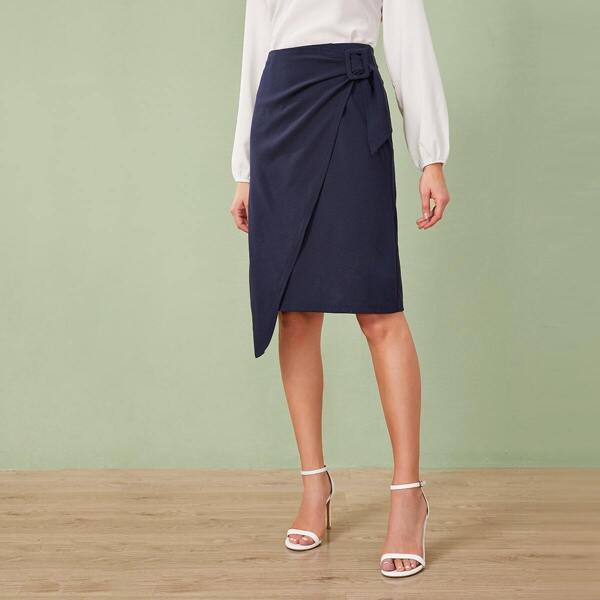 

Buckle Detail Wrap Skirt