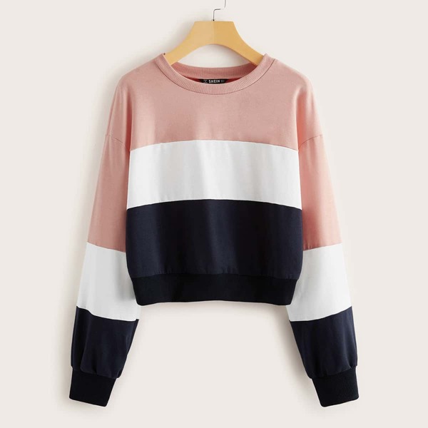 

Drop Shoulder Colorblock Pullover, Multicolor