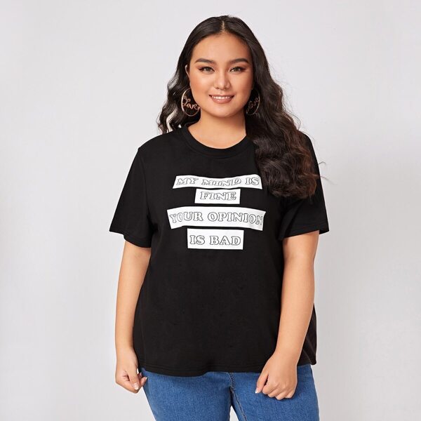 

Plus Slogan Graphic Tee, Black