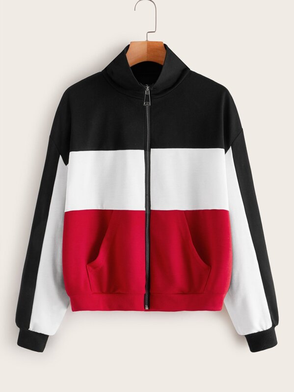 

Cut And Sew Zip Up Sweatshirt, Multicolor