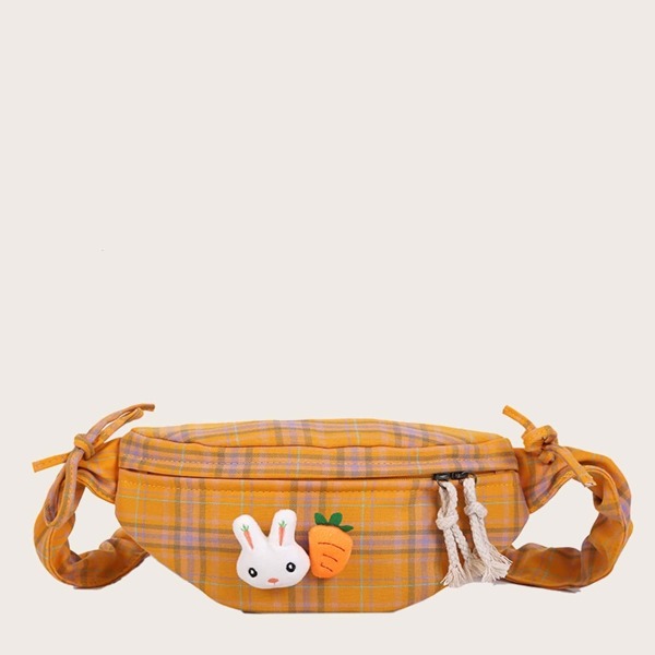 

Girls Rabbit Decor Plaid Fanny Pack