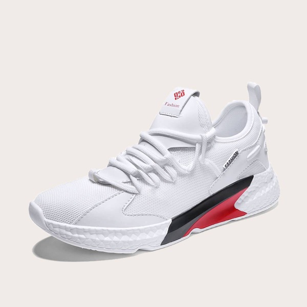 

Men Lace-up Front Mesh Sneakers, White
