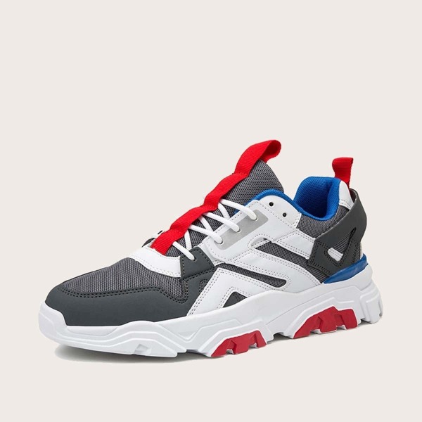 

Men Lace-up Front Chunky Sneakers, Multicolor