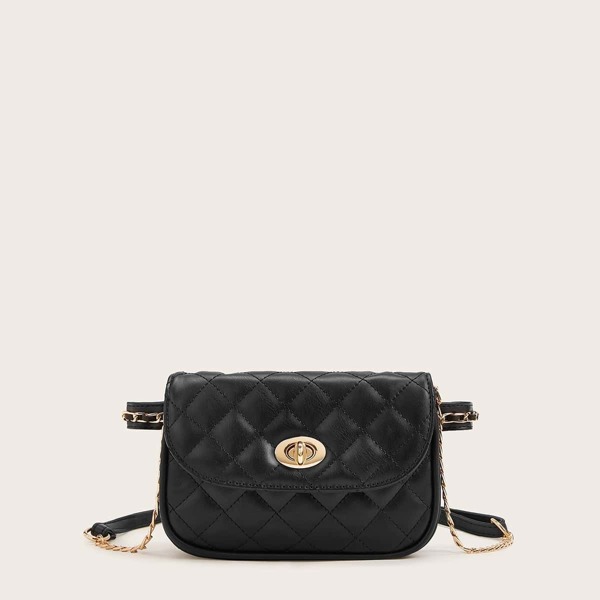 

Twist Lock Quilted Fanny Pack, Black