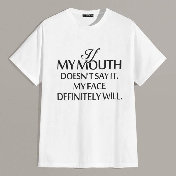 

Men Slogan Print Tee, White