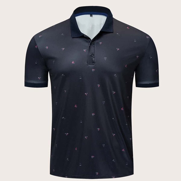 

Men Sailboat Print Polo Shirt