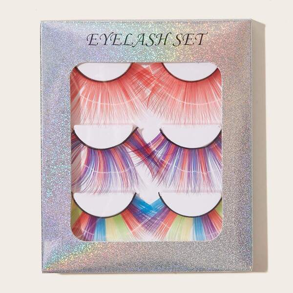 

Exaggerated Long Colored Fake Eyelashes 3pairs, Multicolor