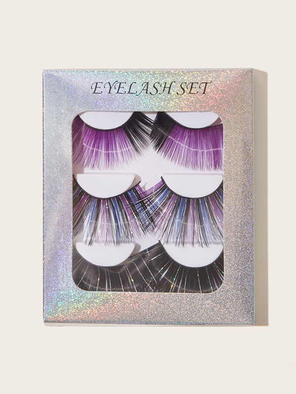 

Exaggerated Long Colored Fake Eyelashes 3pairs, Multicolor