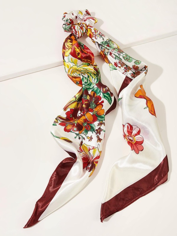 

Flower Pattern Scrunchie Scarf, Multicolor