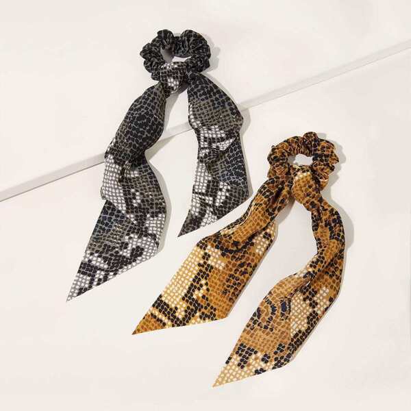 

Snakeskin Pattern Scrunchie Scarf 2pcs