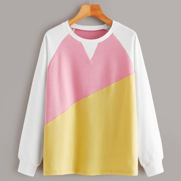 

Cut And Sew Round Neck Sweatshirt, Multicolor
