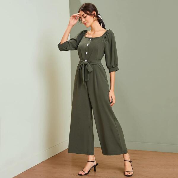 

Square Neck Self Tie Culotte Jumpsuit