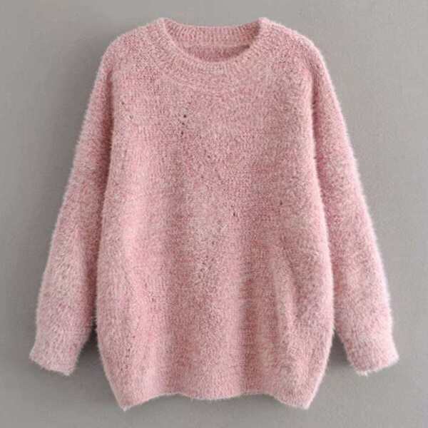

Mohair Oversized Fluffy Knit Sweater, Pink