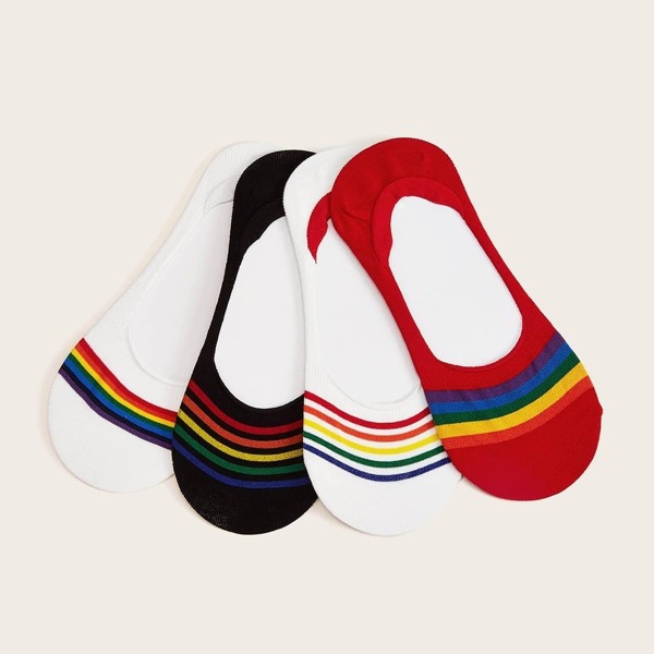

Rainbow Striped Pattern Invisible Socks 4pairs