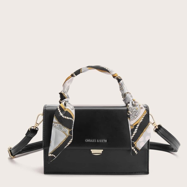 

Twilly Scarf Satchel Bag, Black
