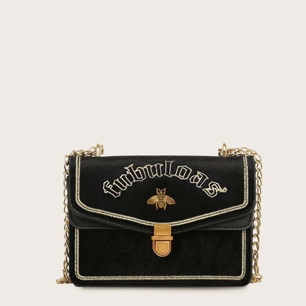 

Bee Decor Letter Embroidered Chain Bag