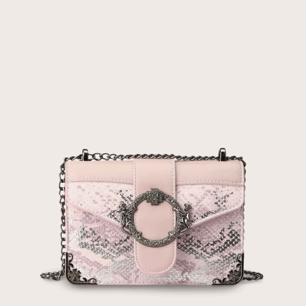 

Snakeskin Chain Crossbody Bag