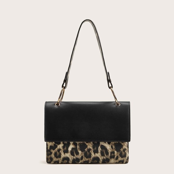 

Leopard Print Flap Tote Bag