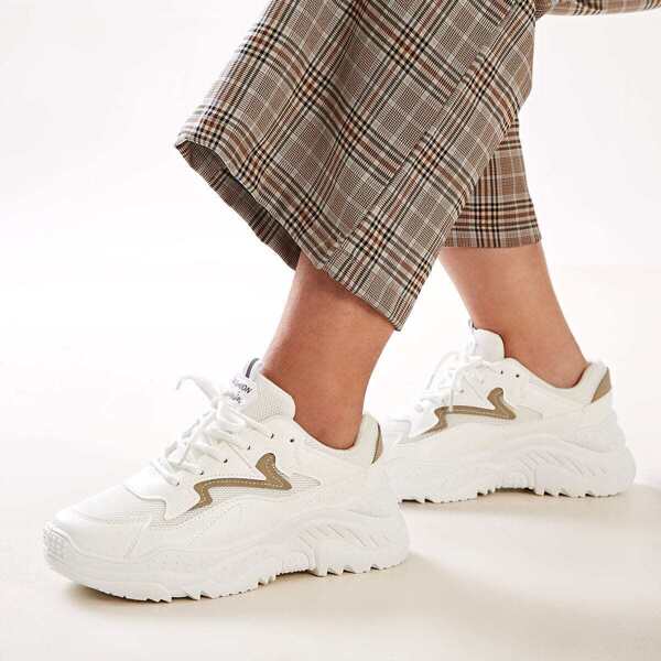 

Lace-up Front Mesh Panel Chunky Sneakers