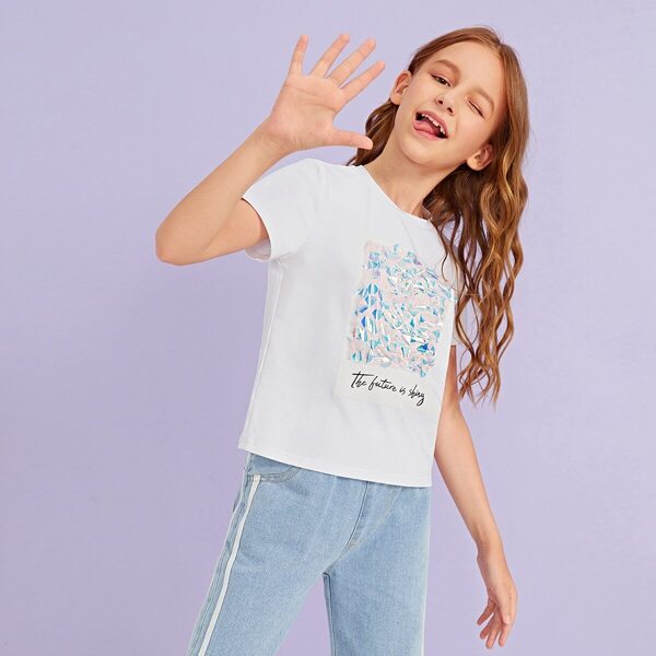 

Girls Graphic Print Tee, White