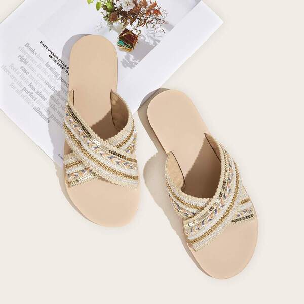 

Open Toe Cross Strap Sliders