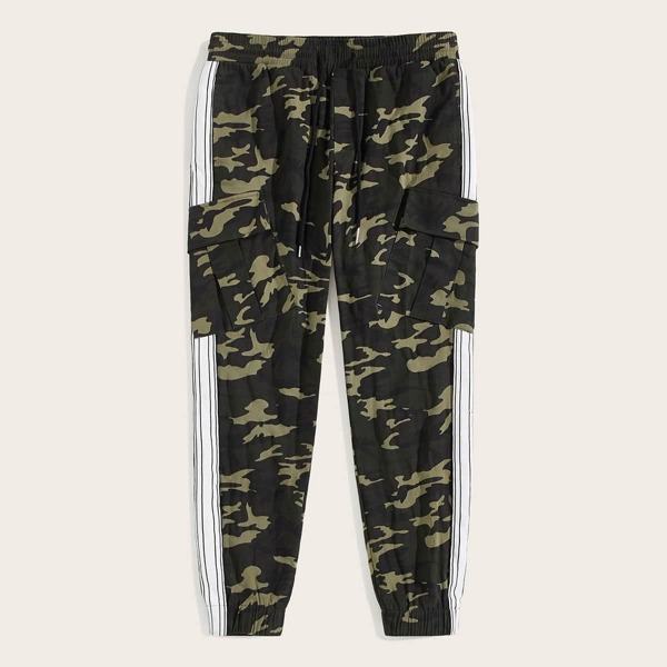 

Men Tape Side Seam Camo Cargo Pants, Multicolor