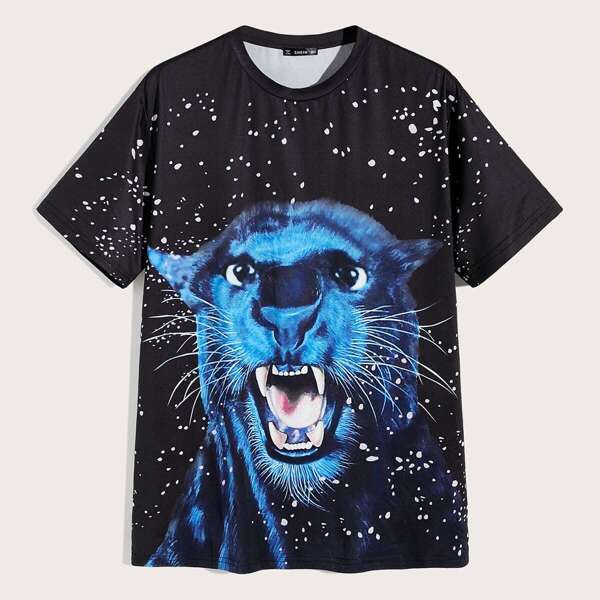 

Men 3D Animal Print Tee, Black