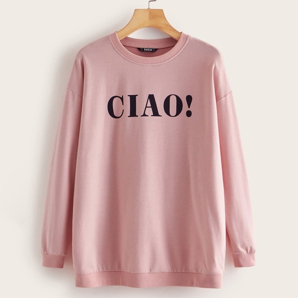 

Letter Graphic Pullover, Pink pastel