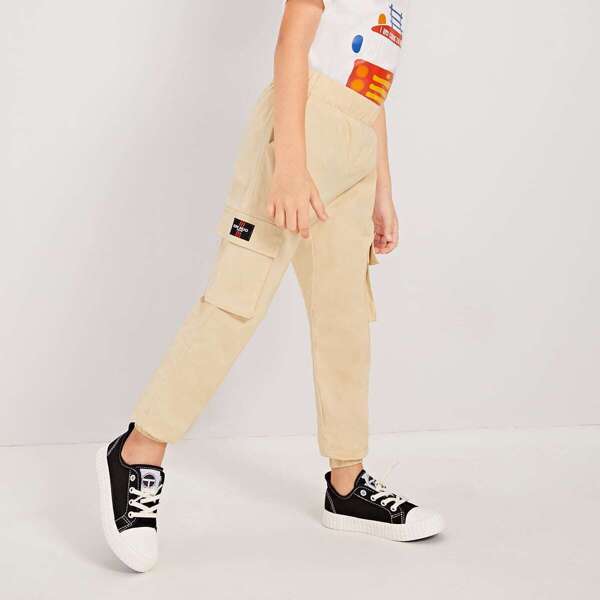 

Toddler Boys Flap Pockets Elastic Cuff Hem Cargo Pants