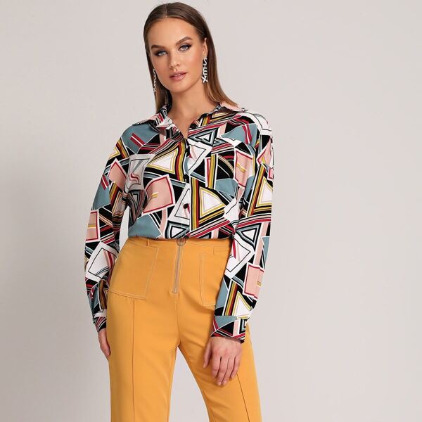 

Geometric Print Button Through Blouse, Multicolor