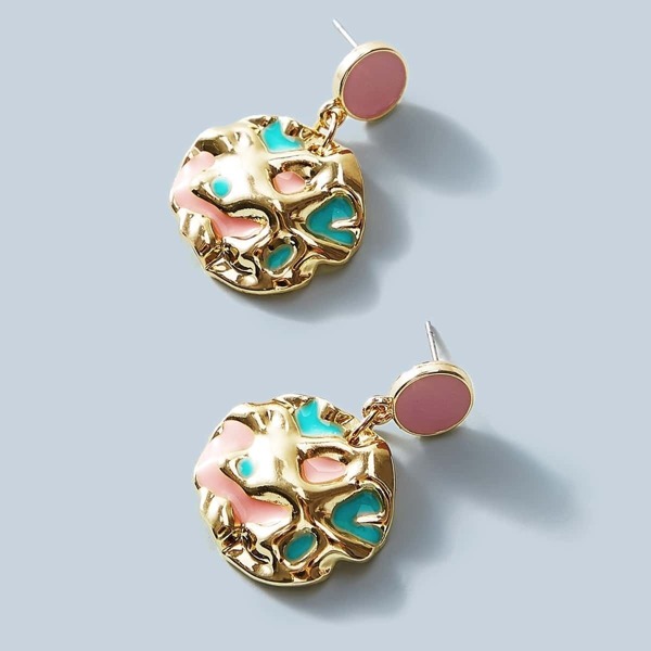 

Textured Geometric Drop Earrings 1pair