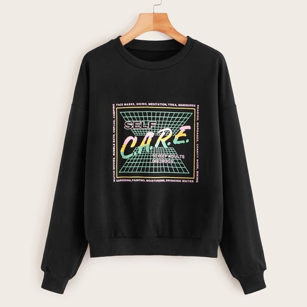 

Letter Graphic Drop Shoulder Sweatshirt