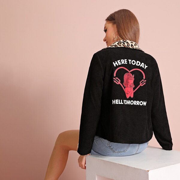 

Devil Print Back Teddy Jacket