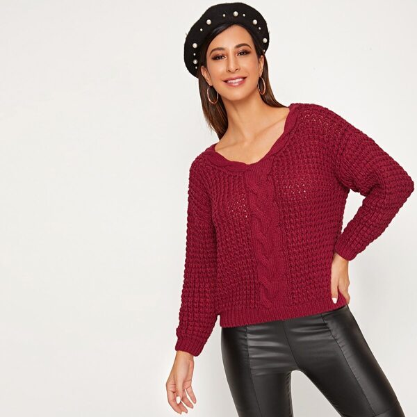 

Solid Chunky Cable Knit Jumper