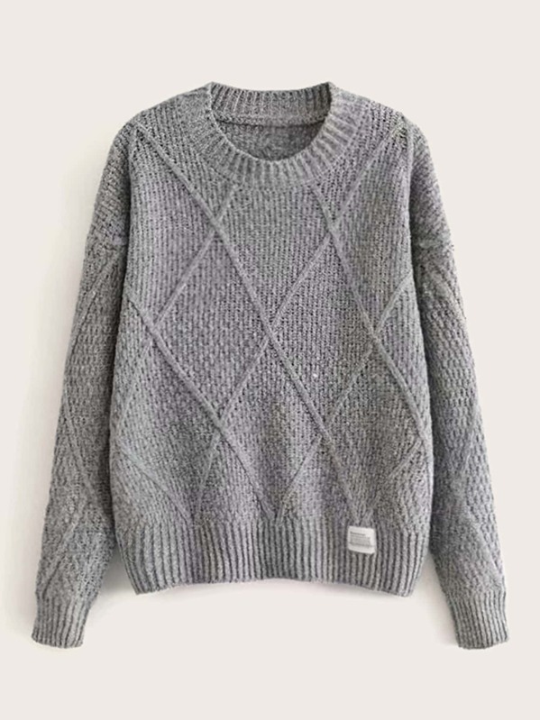 

Space Dye Argyle Knit Sweater, Grey