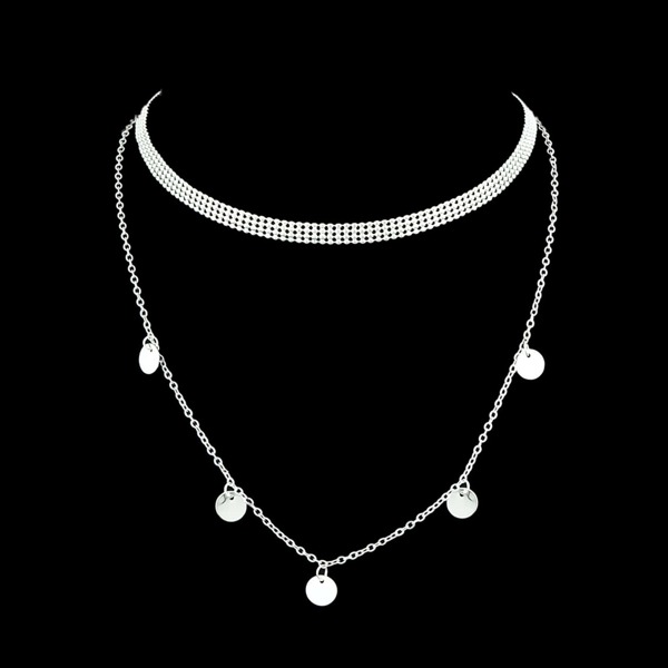 

Silver Multilayer Wafer Necklace