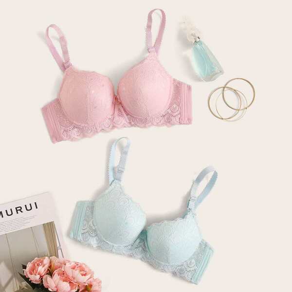 

Floral Lace Underwire Bra Set 2pack