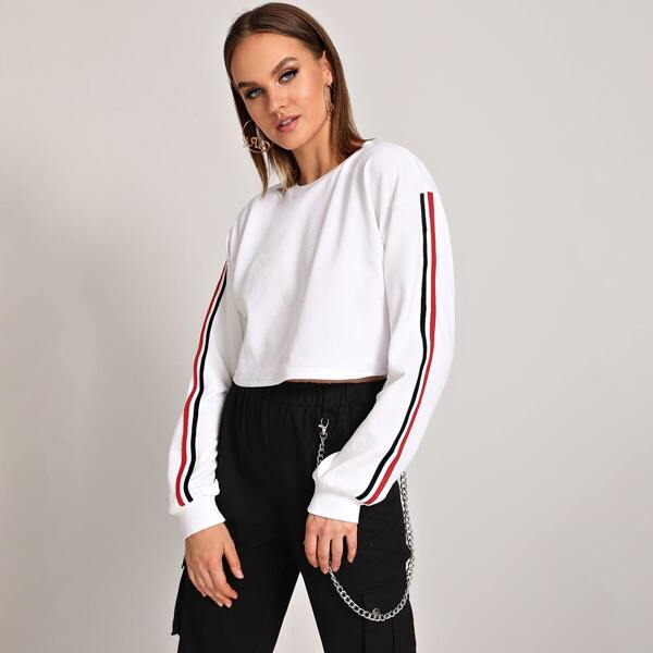 

Striped Tape Sweatshirt, White