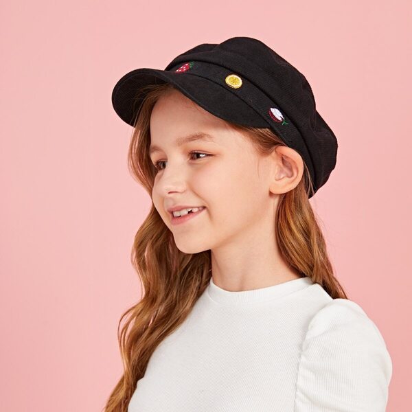 

Toddler Kids Strawberry & Lemon Embroidery Newsboy Hat
