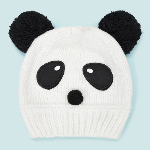 

Baby Panda Design Beanie, Black and white